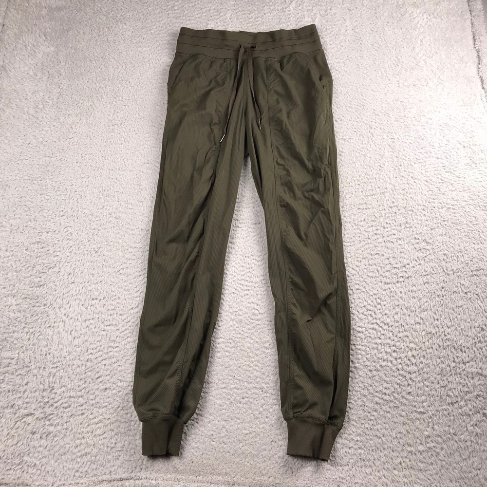 Lululemon Dance Studio Mid Rise Jogger Women 4 Olive Green Textured Swift Pants
